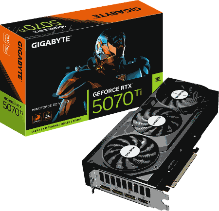 Видеокарта NVIDIA GeForce Gigabyte RTX 5070Ti WINDFORCE OC V2 16G (GV-N507TWF3OCV2-16GD) 16Gb GDDR7 HDMI+3x…, фото 1