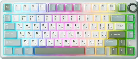 Клавиатура игровая R75 Sky cyan/RK Silver Royal Kludge (механическая, RK Silver, USB-A, кириллица, белый/зе…, фото 1