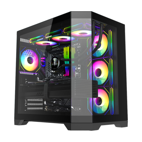 Корпус ATX Без БП GameMax HYPE-A BK (Куб, Tempered Glass, USB3.0*1+1xUSB2.0, HD Audio+Mic, 4x120mm ARGB Fan…, фото 1