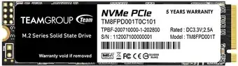 SSD M.2 2280 M PCI Express 3.0 x4 Team 1TB MP33 PRO (TM8FPD001T0C101) 3500/3000, фото 1